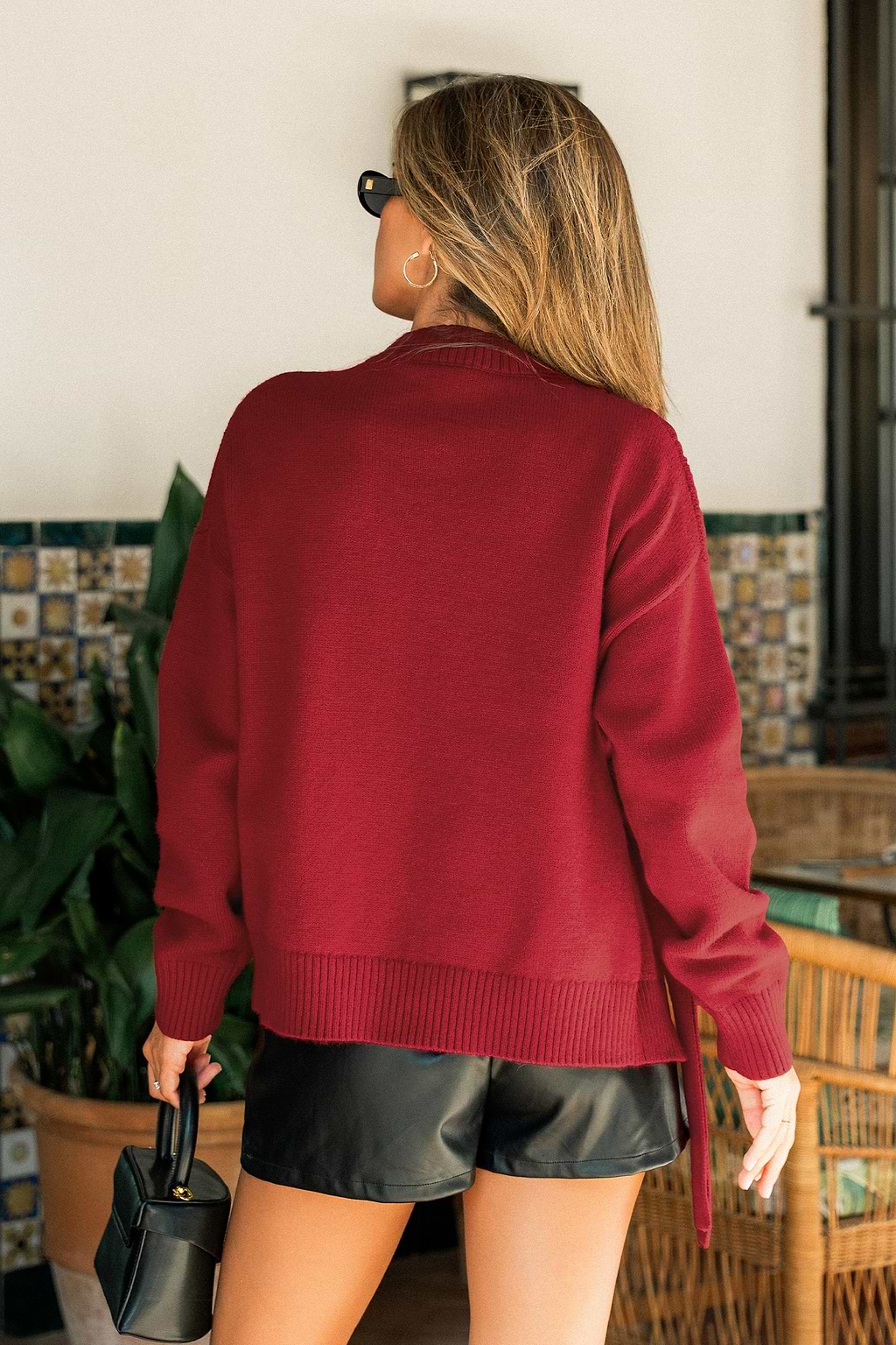 Maglione rosso avvolgente