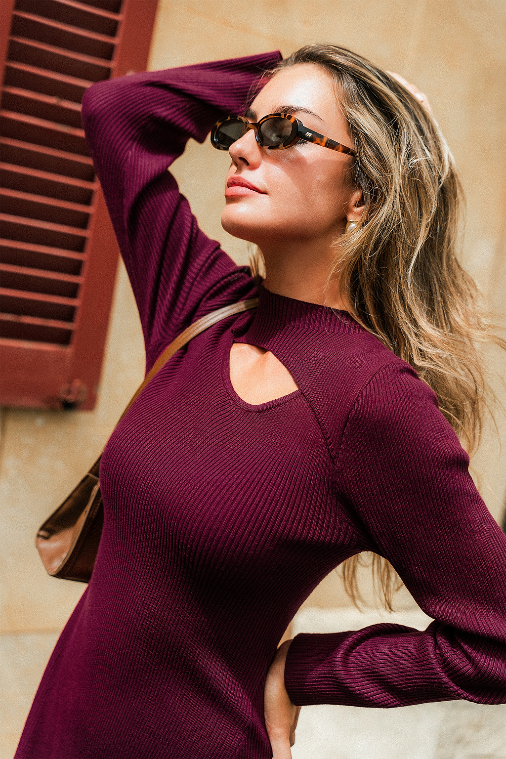 Just Right Maroon Mini Sweater Dress