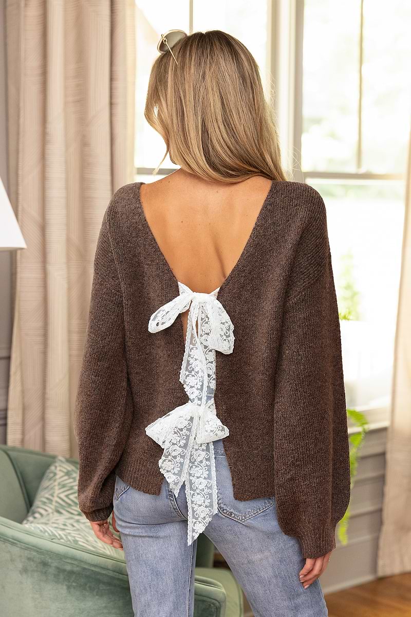 Wrapped in a Bow Brown Sweater