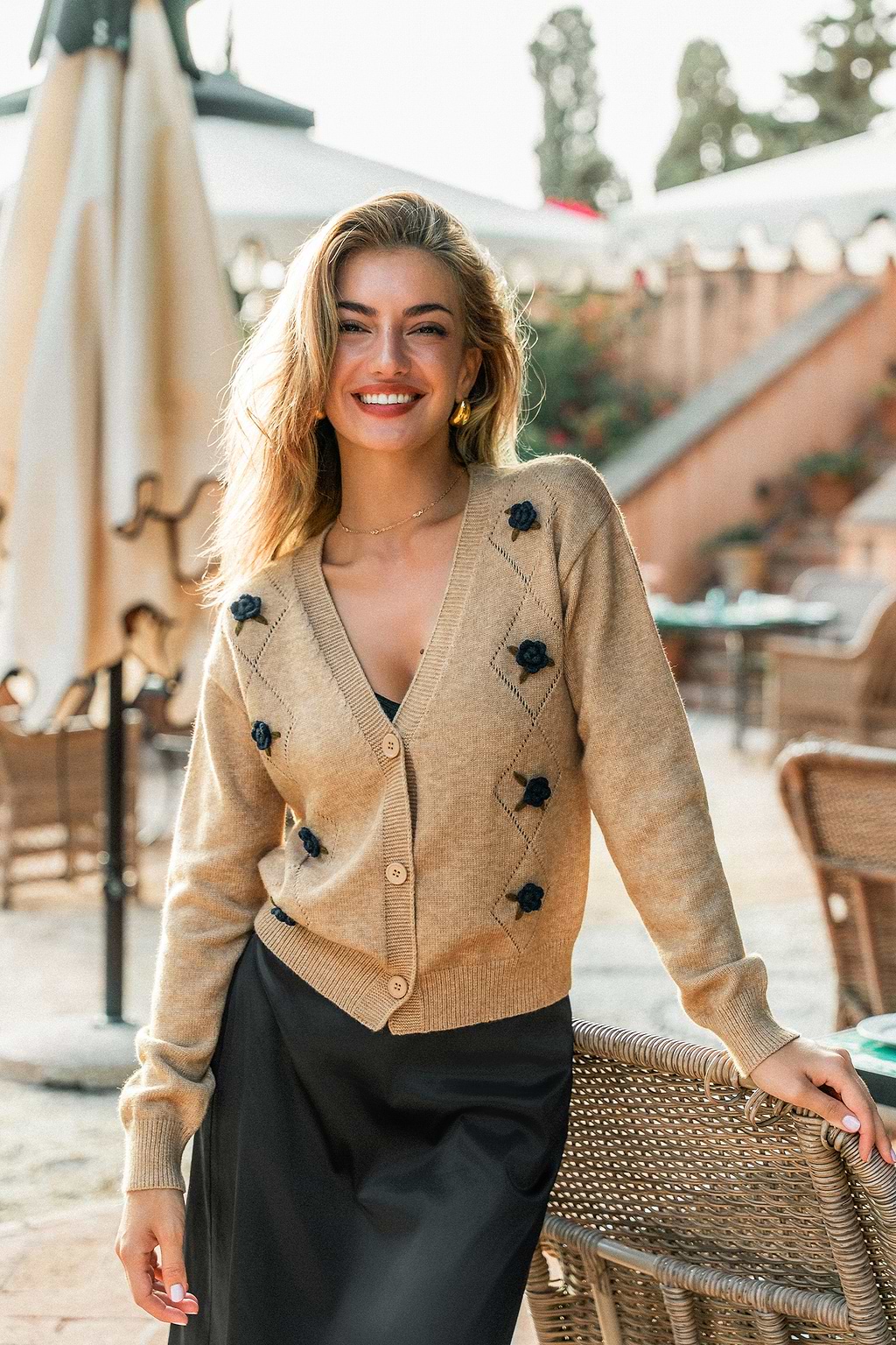 Rose to the Occasion Neutral Cardigan