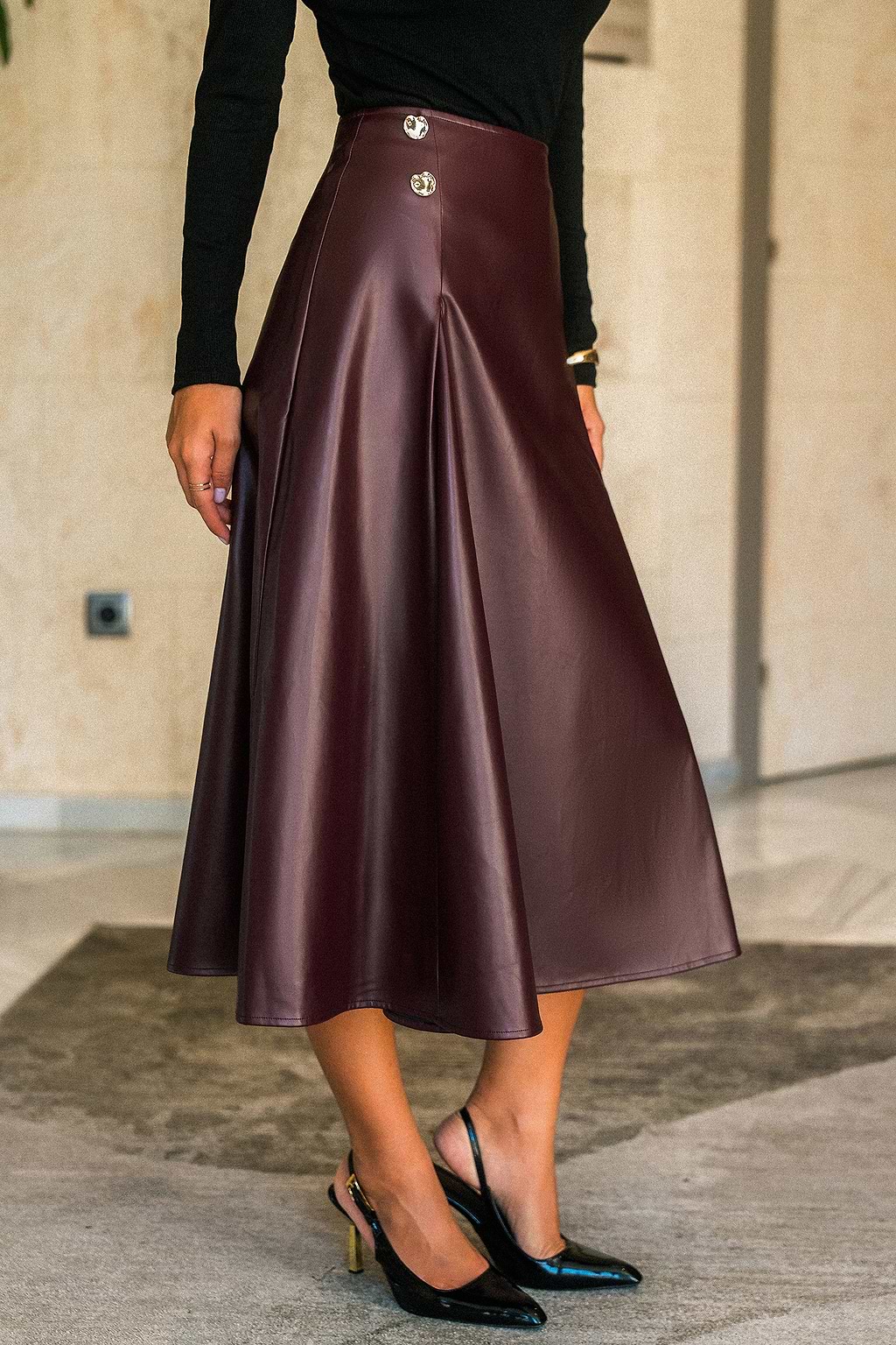 Bordeaux Nights Red Maxi Skirt