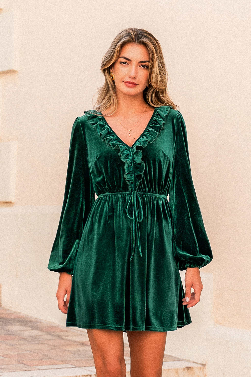Minivestido verde mágico de terciopelo