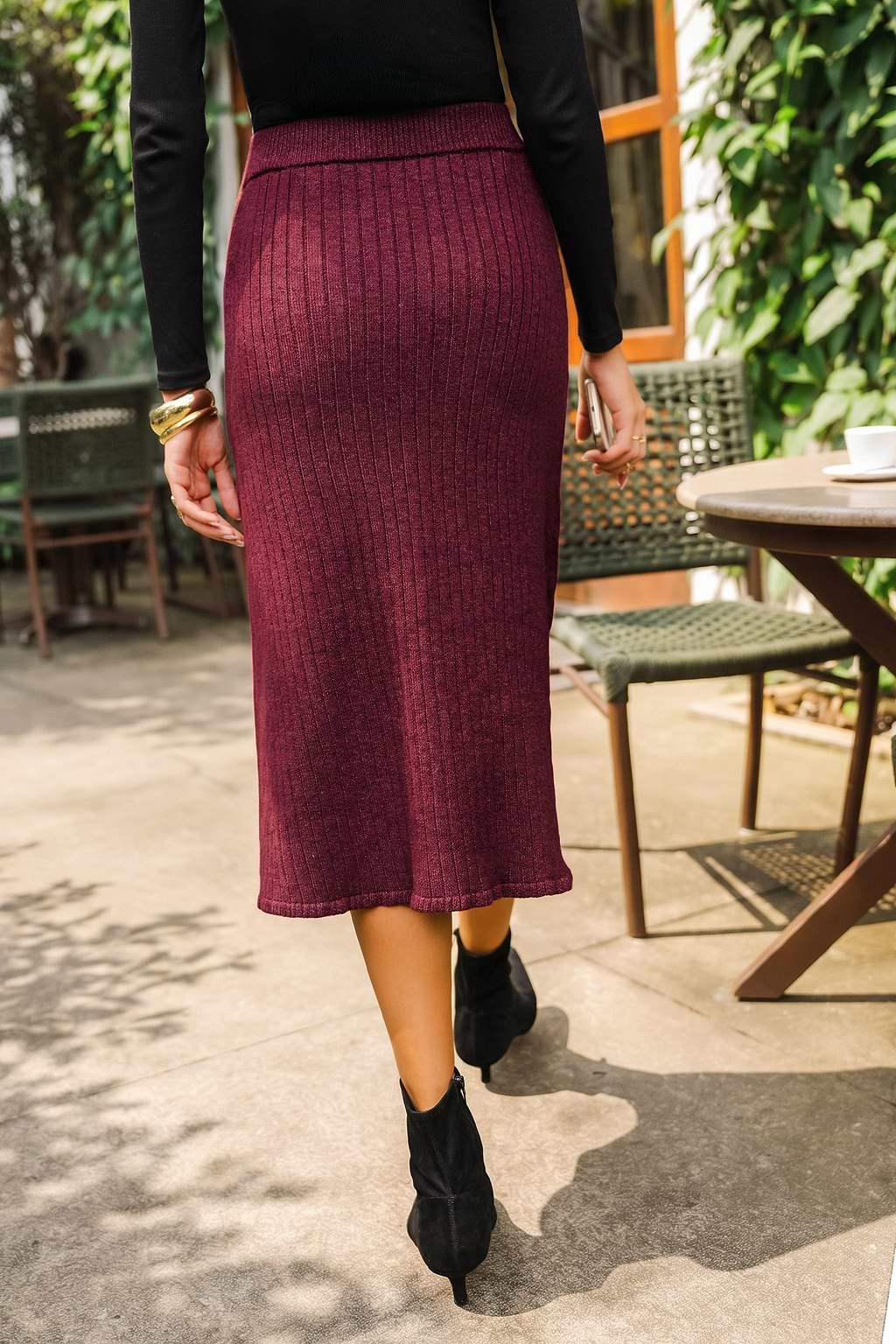 On Cue Red Midi Skirt