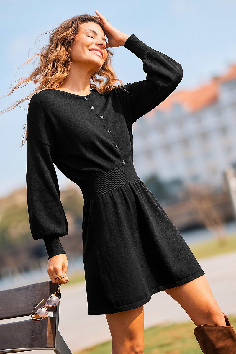 Abito maglione corto nero Night Shift