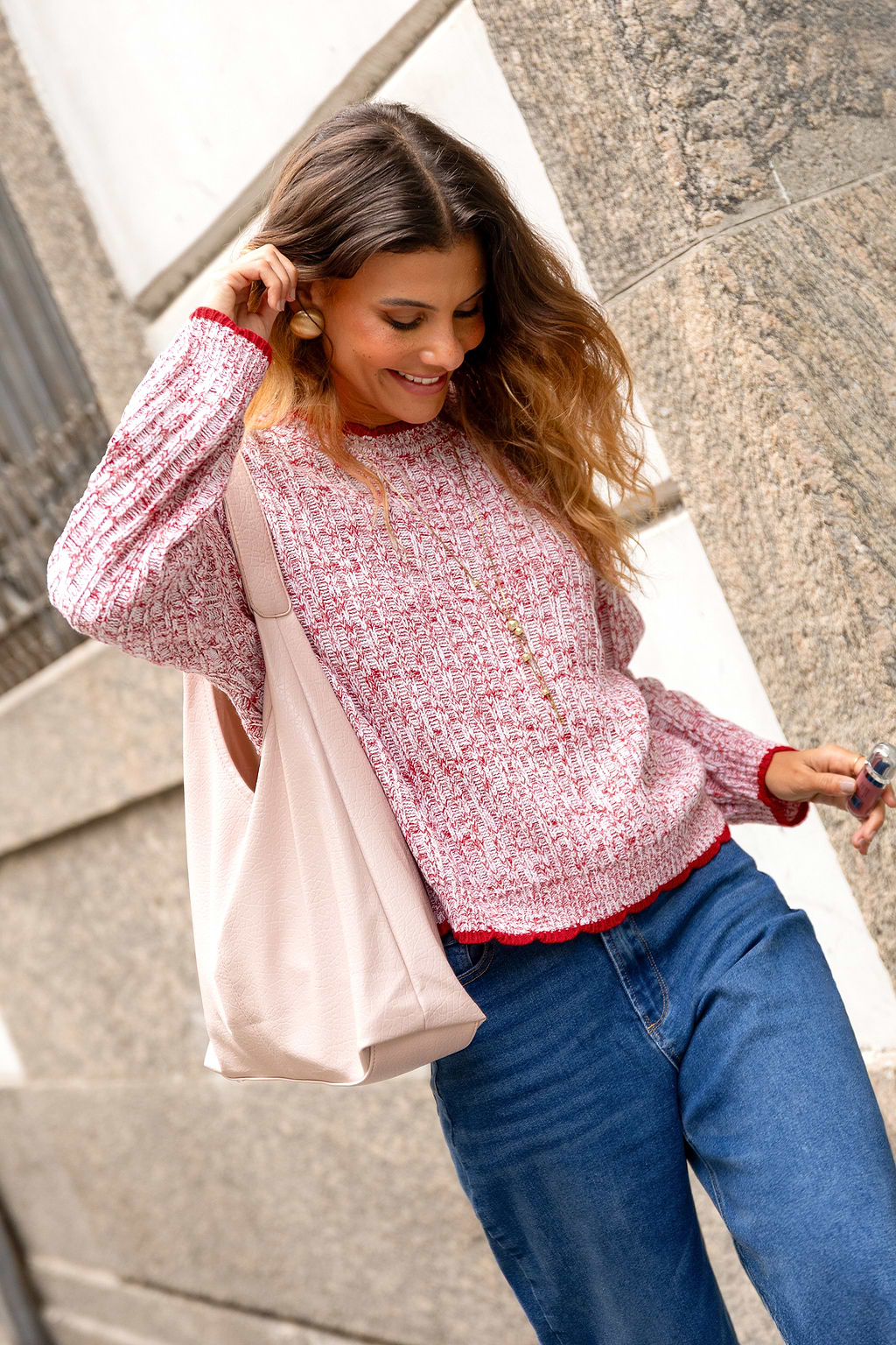 Cherry Cream Red Sweater