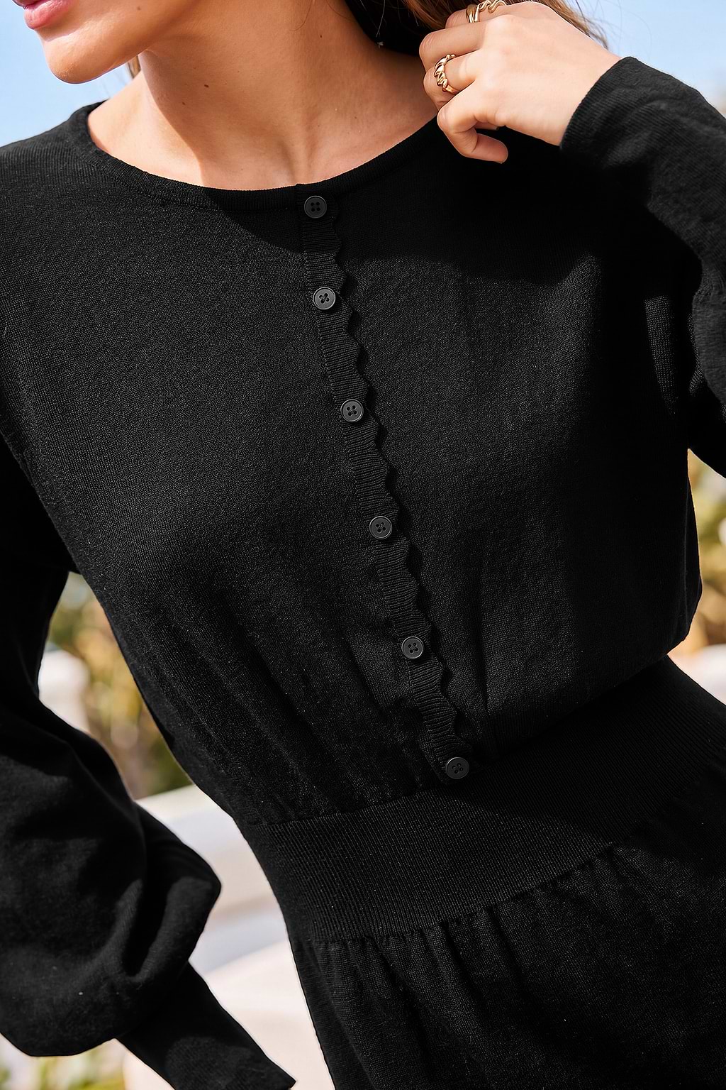 Night Shift Black Mini Sweater Dress