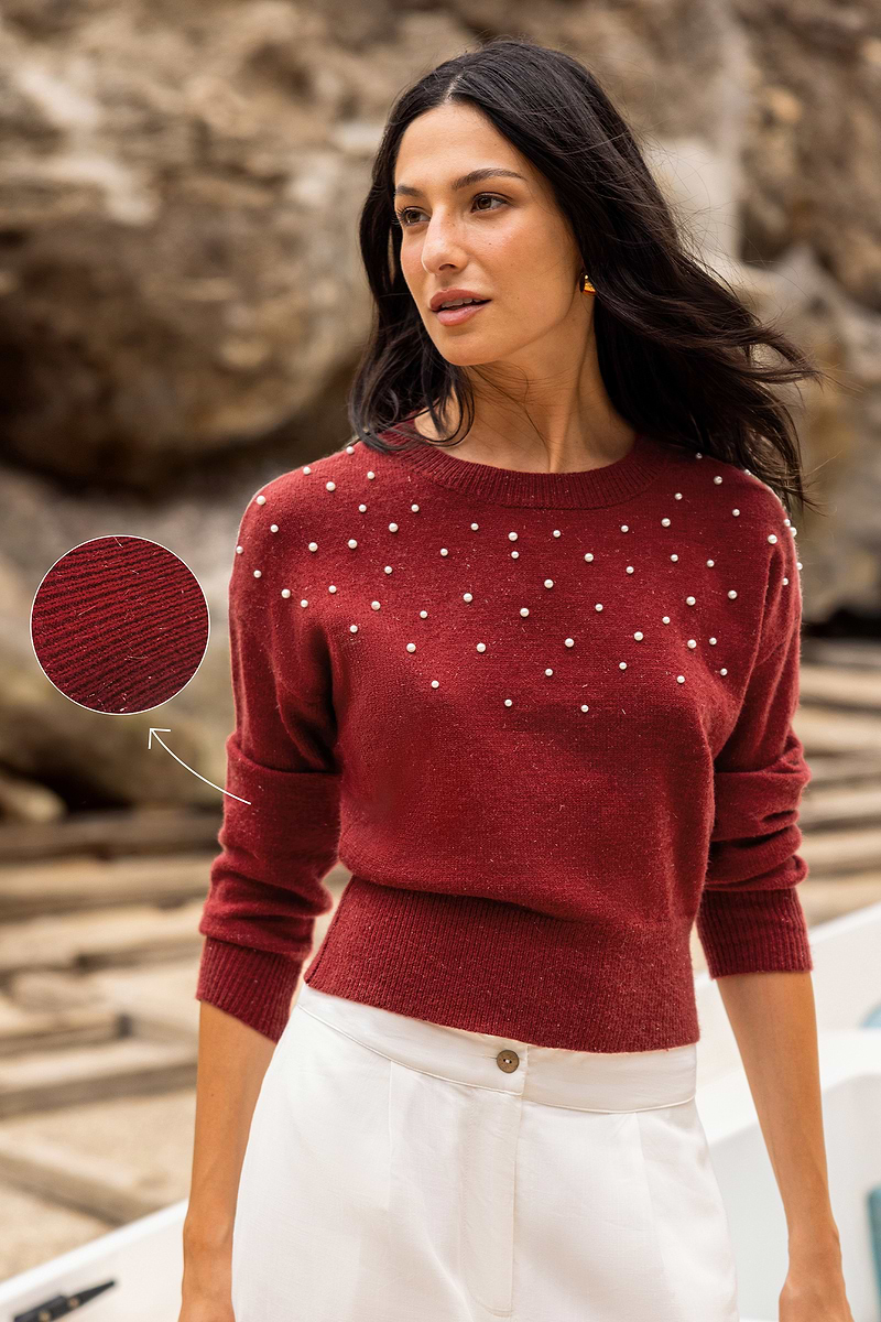 Maglione rosso String of Pearls