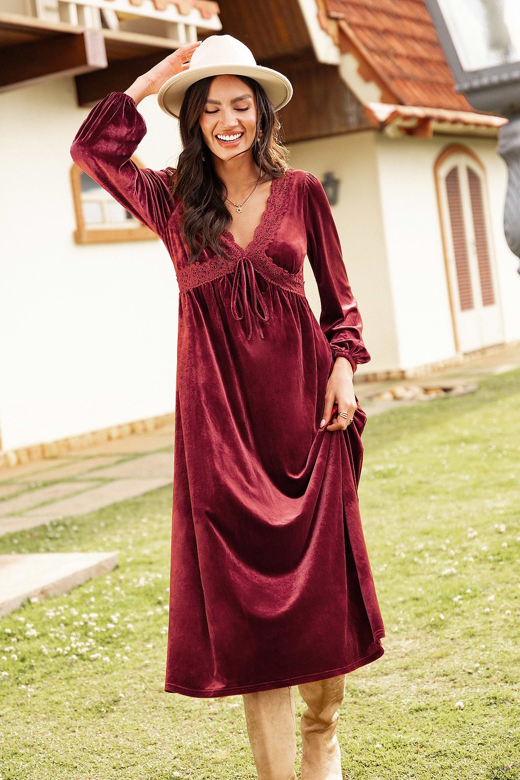 Vestido largo rojo a primera vista