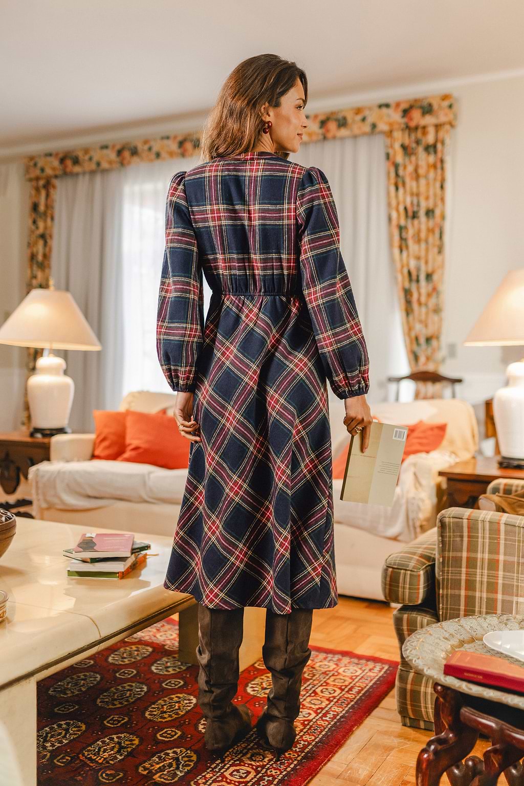 Out of the Blue Plaid Maxi Dress