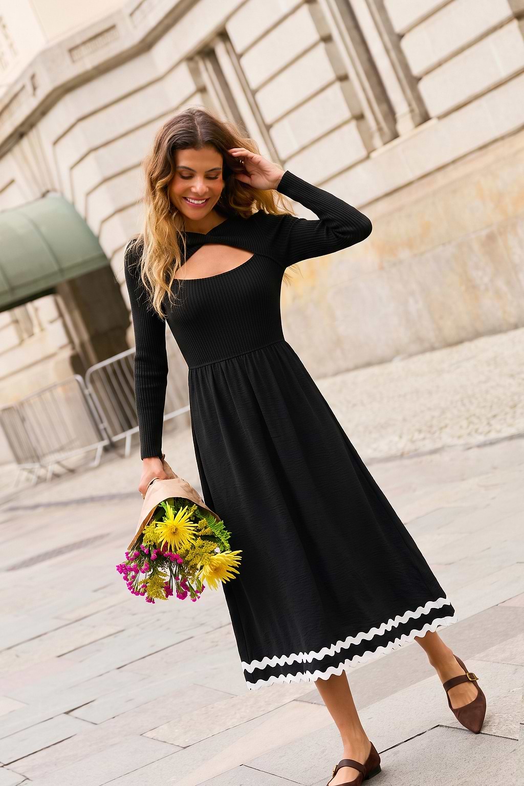 Night Sky Black Midi Dress