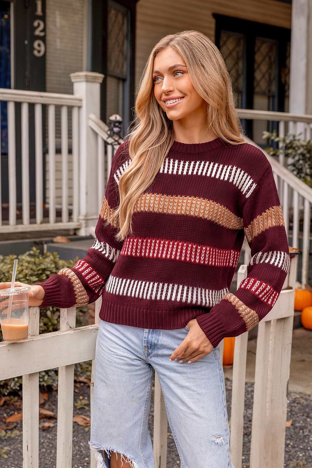 Maglione a righe per weekend al mare