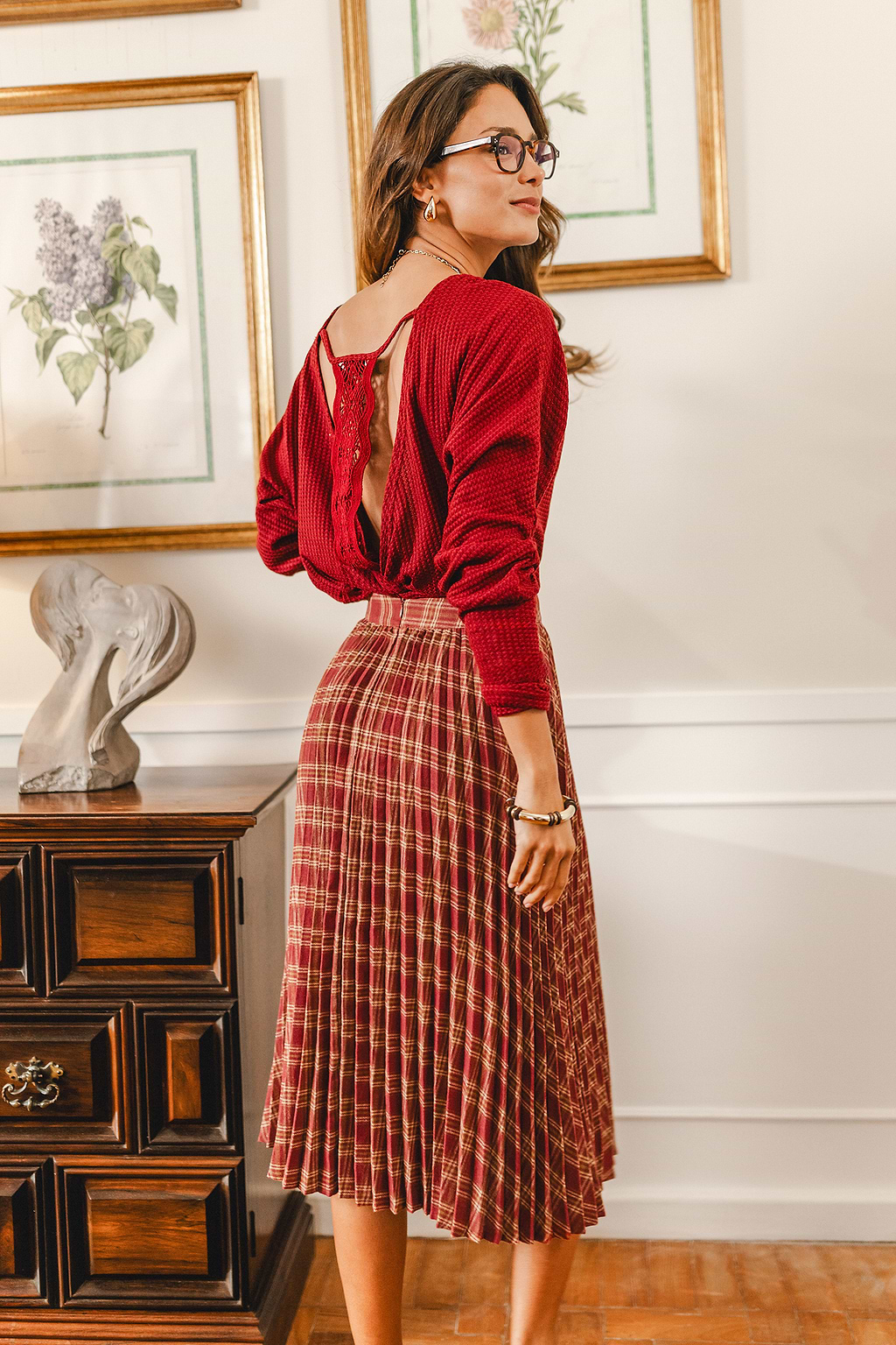 Crossed Paths Plaid Midi Skirt
