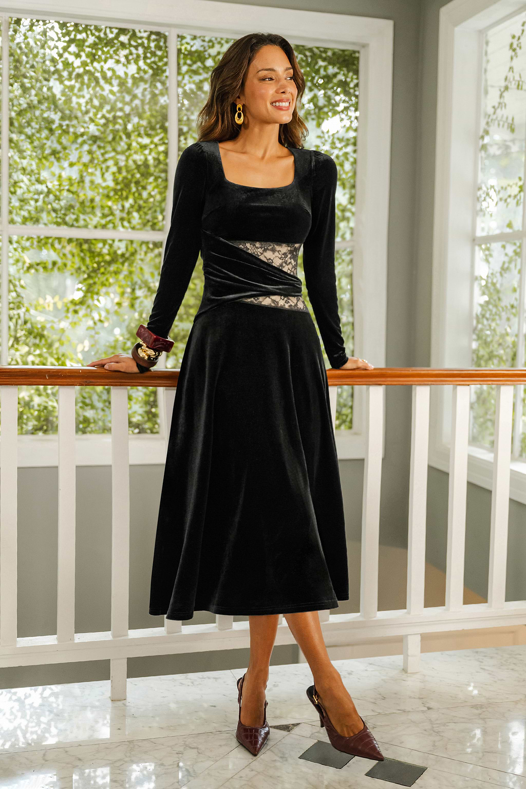 Nocturne Black Midi Dress