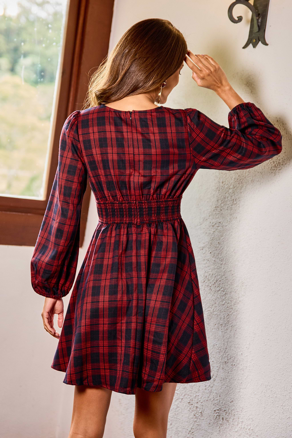 Country House Plaid Mini Dress