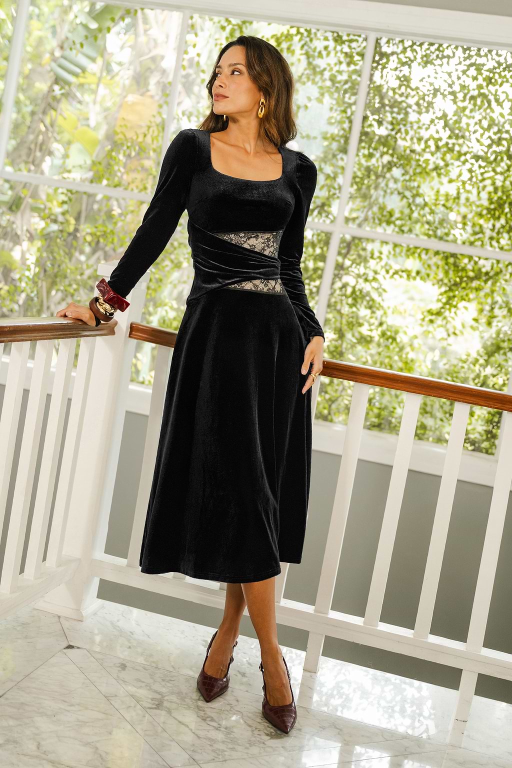 Nocturne Black Midi Dress