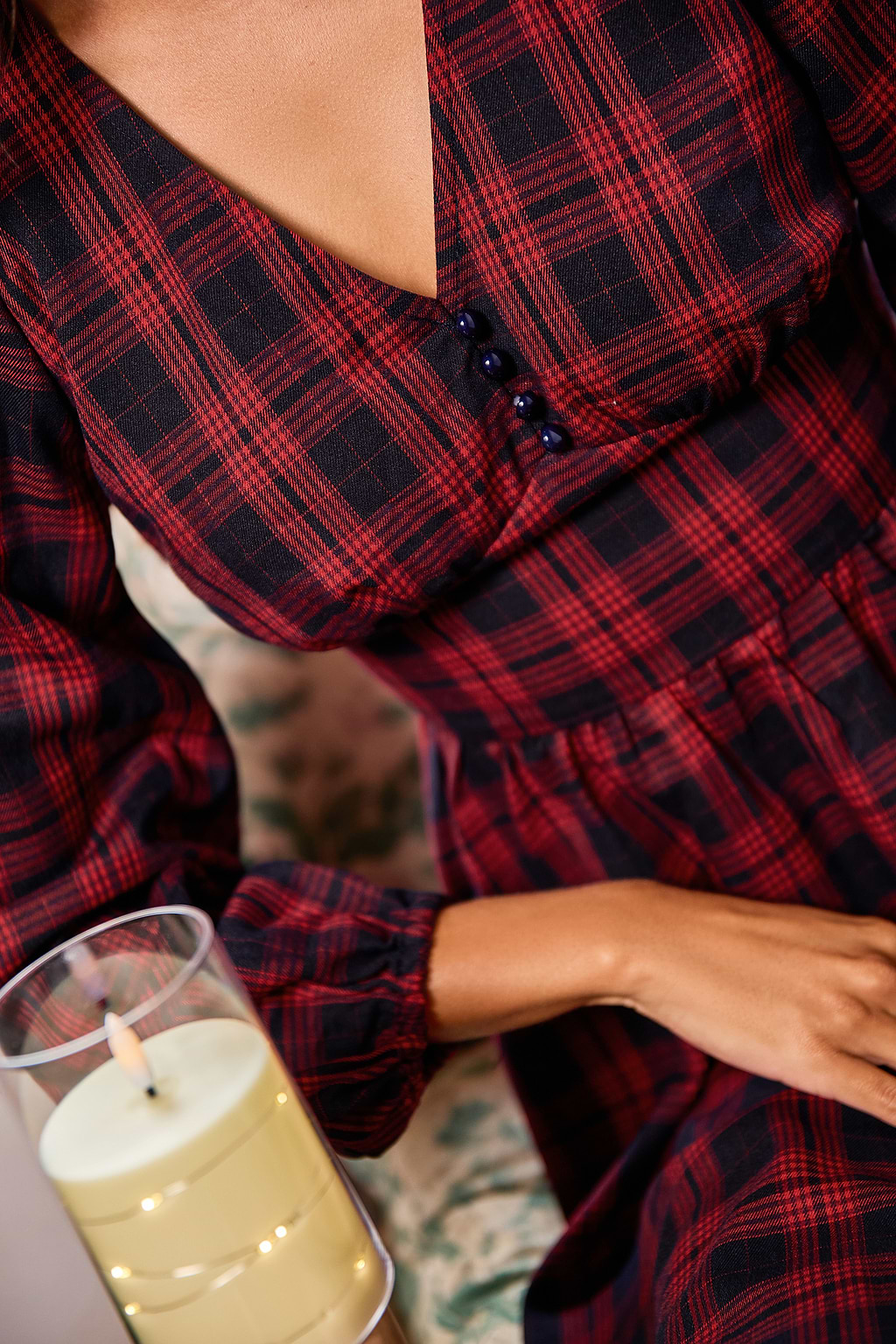 Country House Plaid Mini Dress