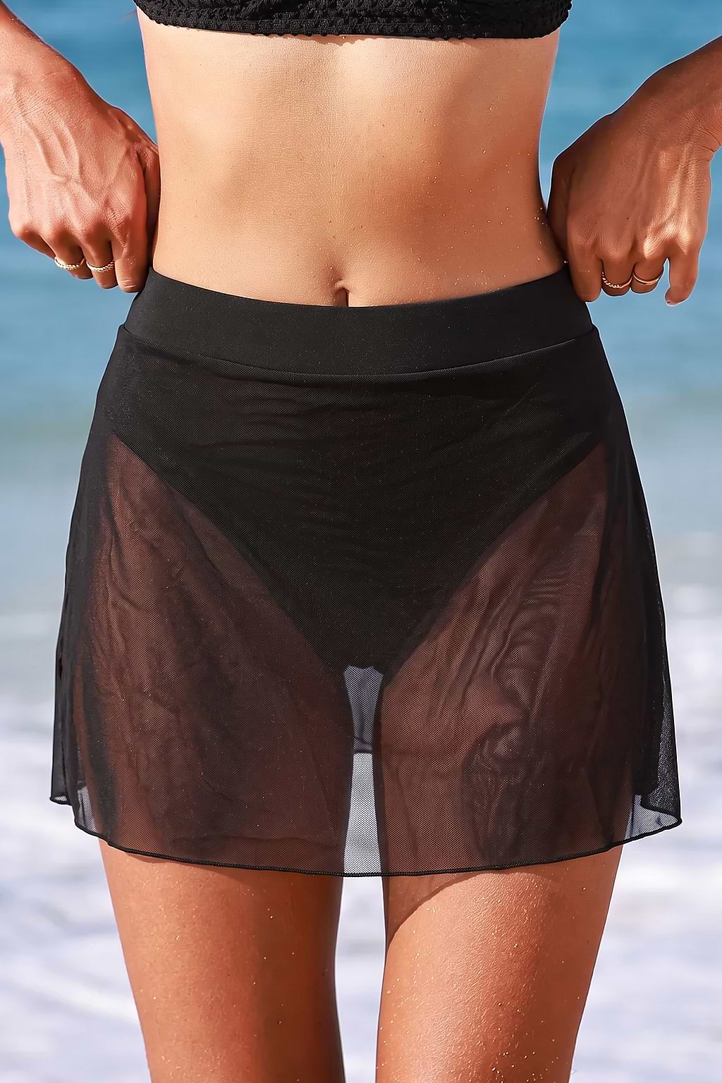 Change of Plans Black Swim Skirt