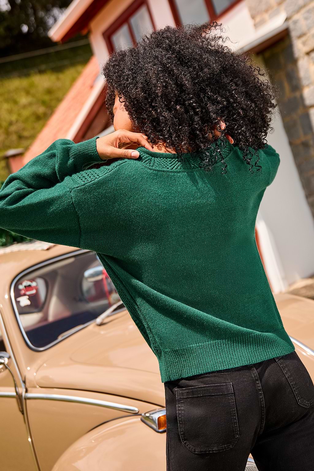 Cardigan verde effetto 