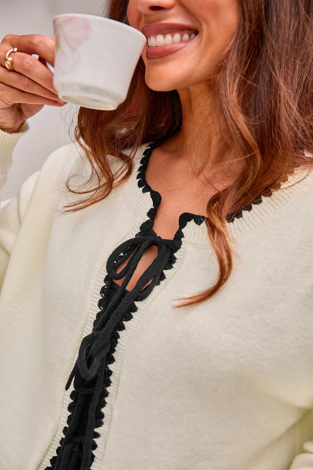 Tie Breaker Beige Cardigan