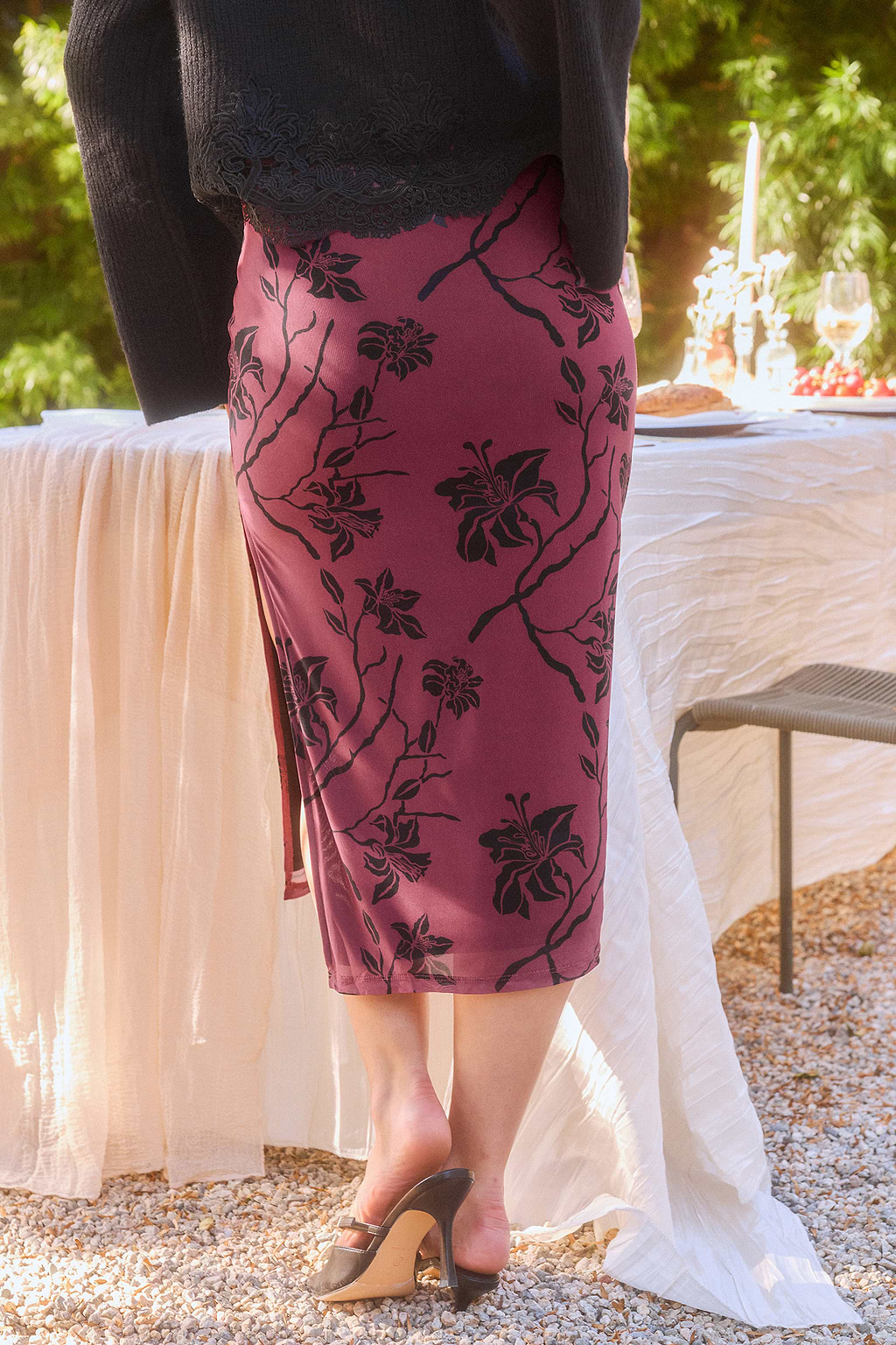 Festive Mood Floral Midi Skirt