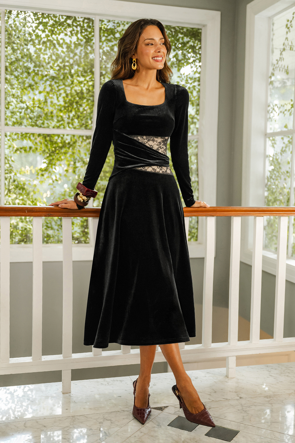Nocturne Black Midi Dress