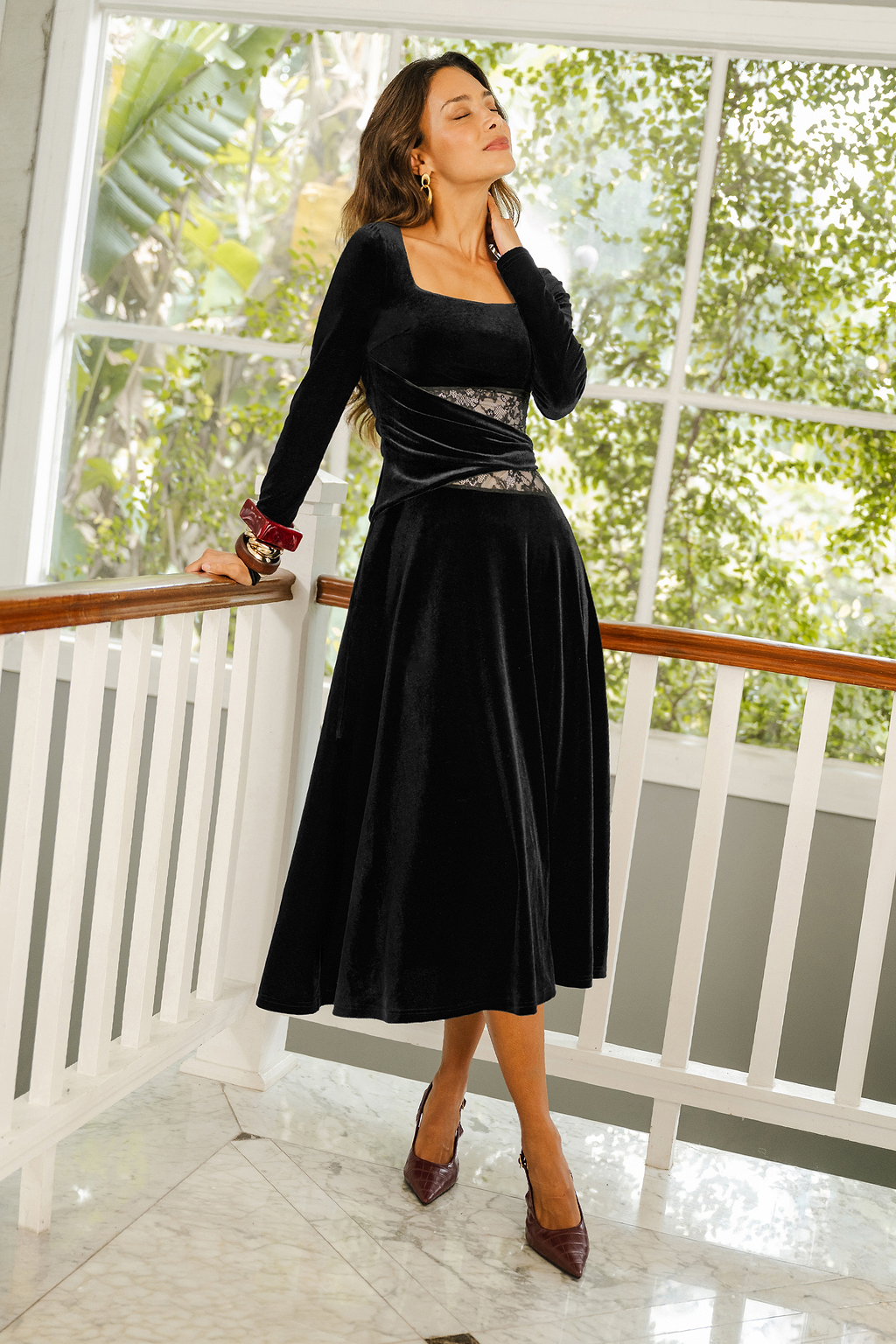 Nocturne Black Midi Dress