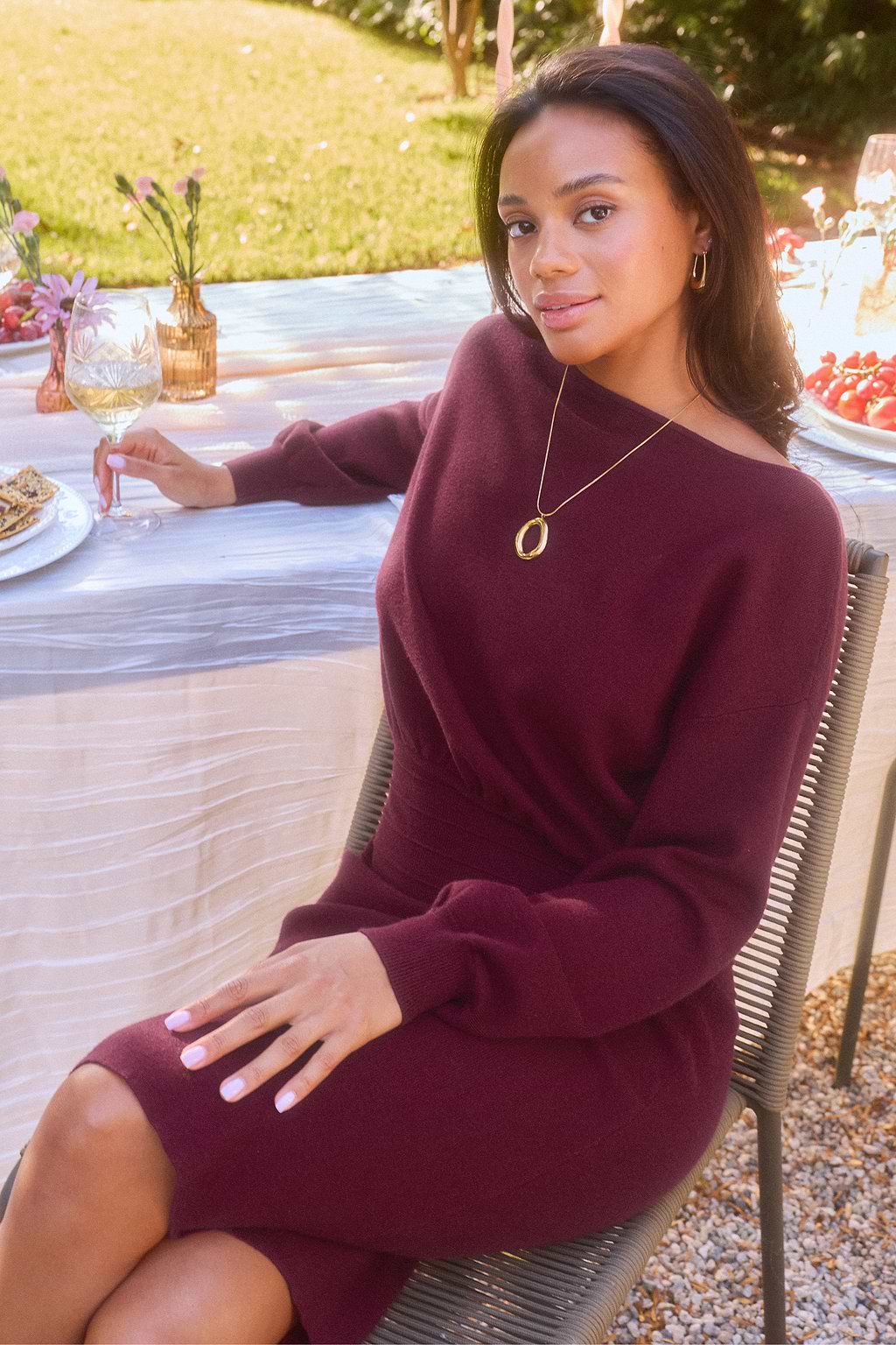 Lovely Time Red Midi Sweater Dress