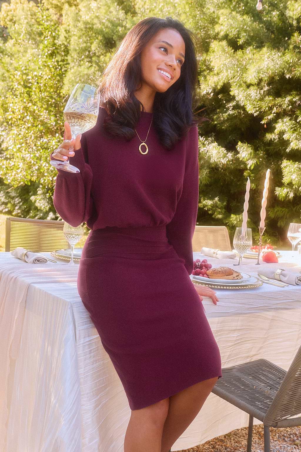 Lovely Time Red Midi Sweater Dress