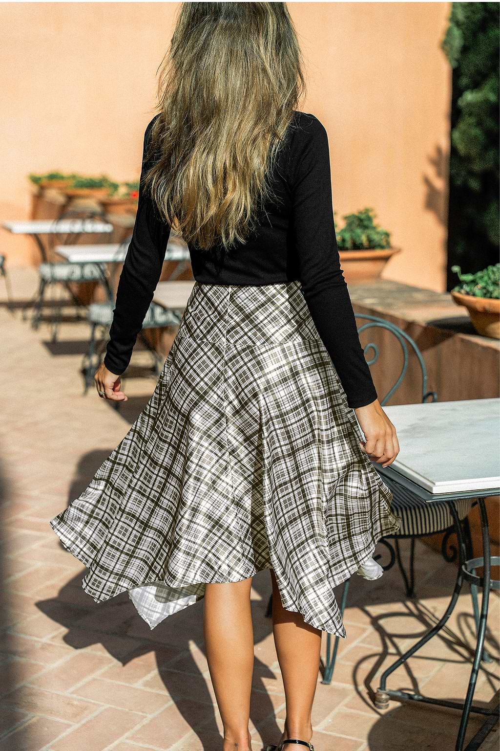 Slower Pace Plaid Midi Skirt