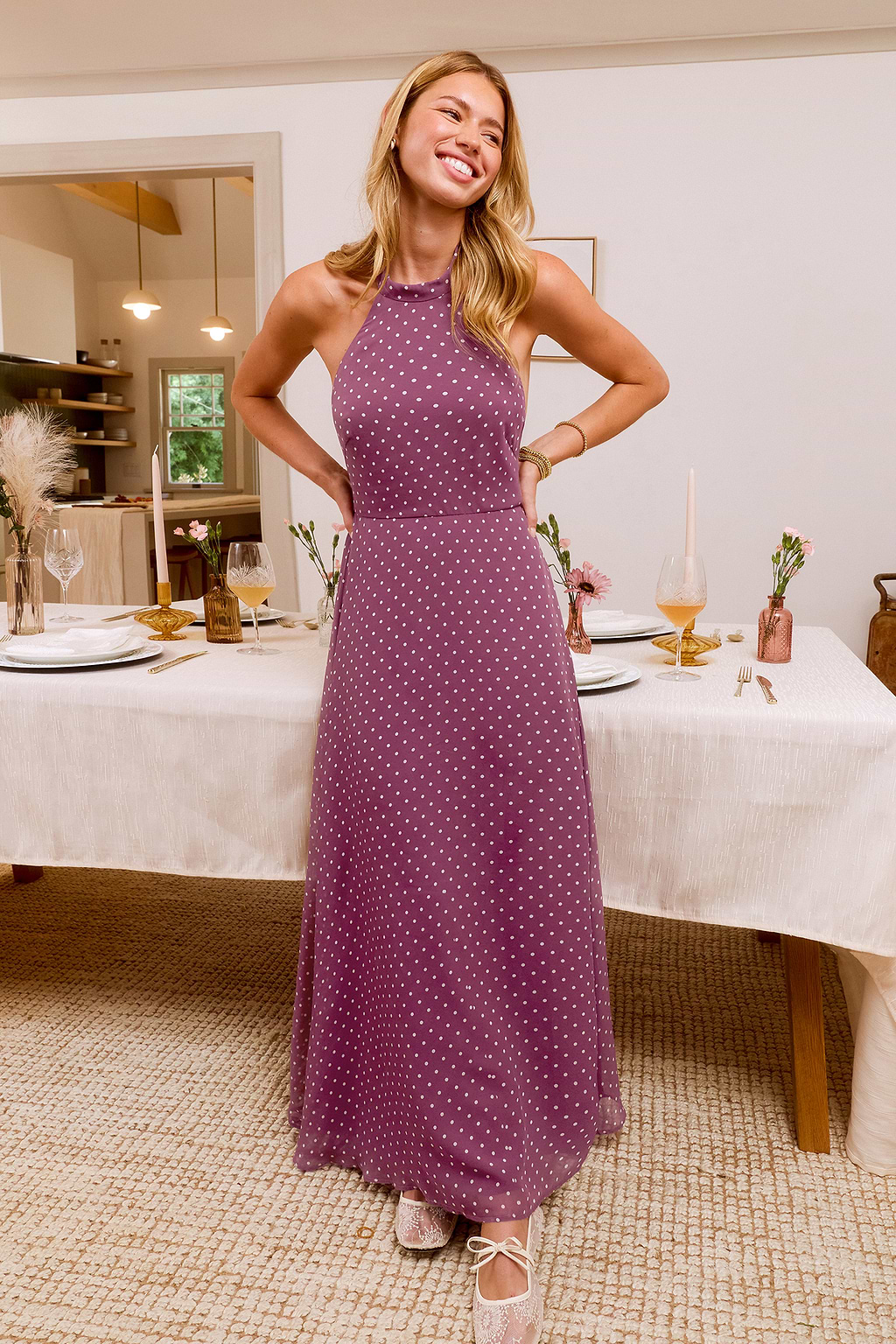 What a Night Polka Dot Maxi Dress