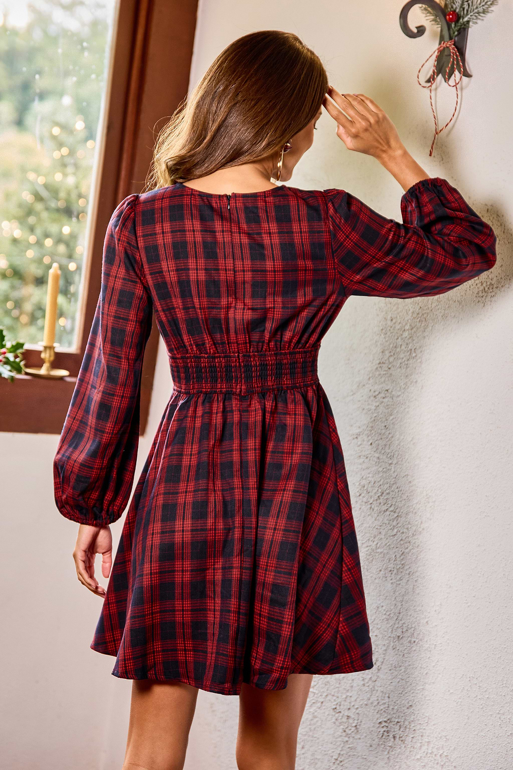 Country House Plaid Mini Dress