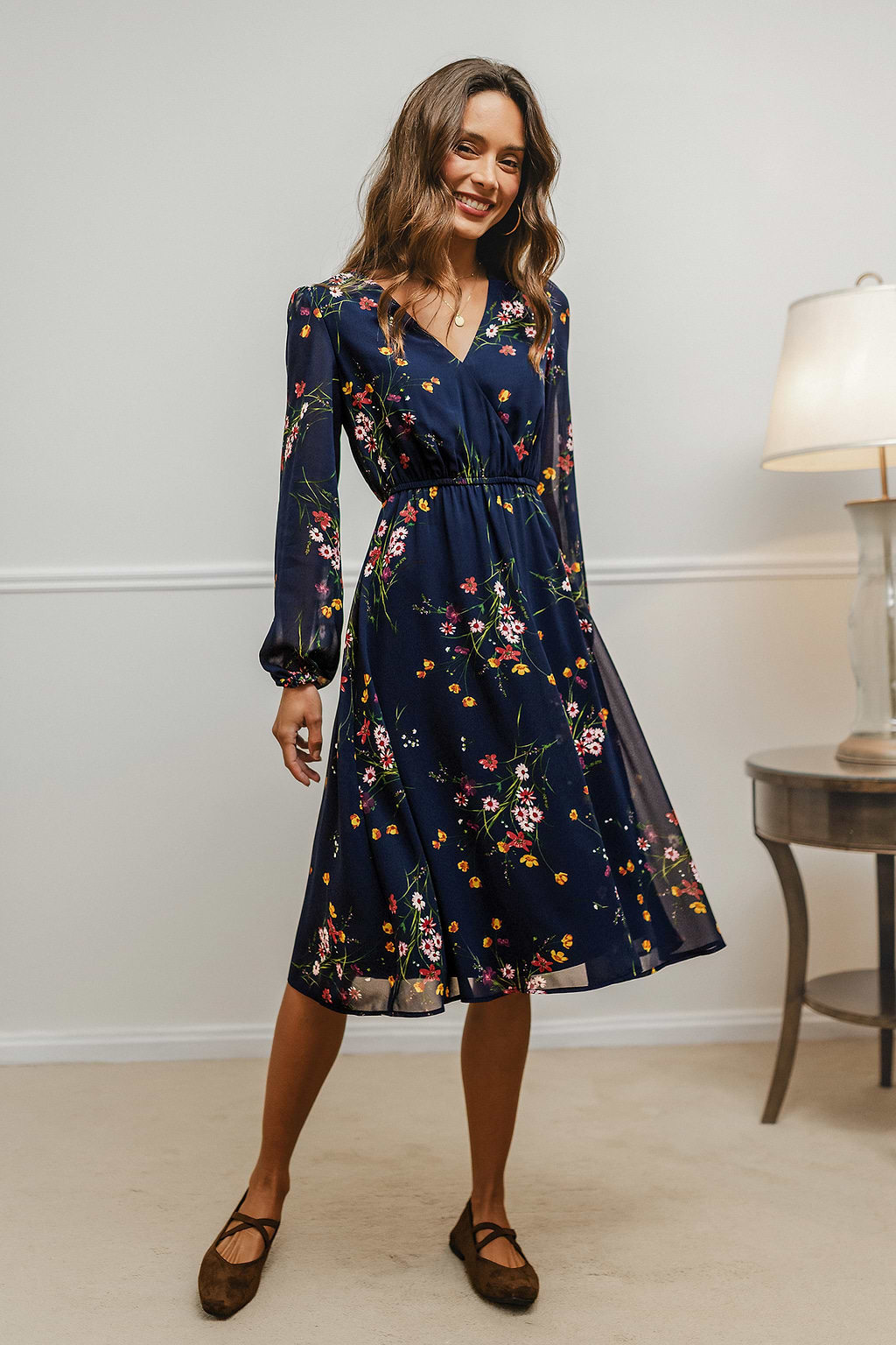Born to Wander Floral Midi Dress