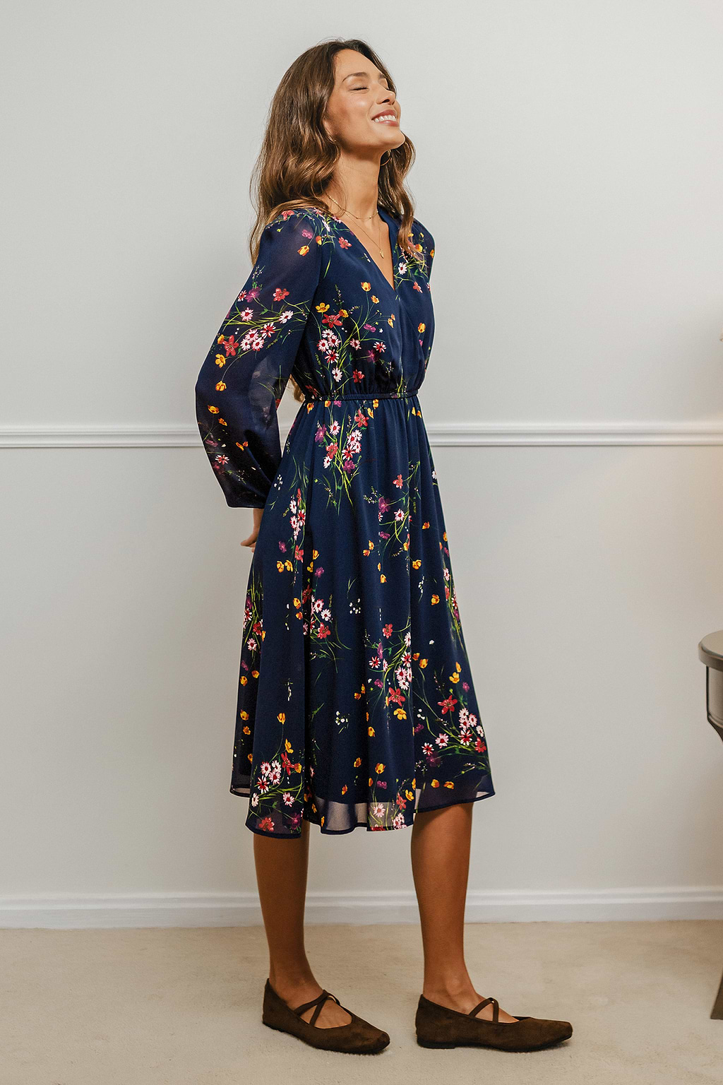 Born to Wander Floral Midi Dress