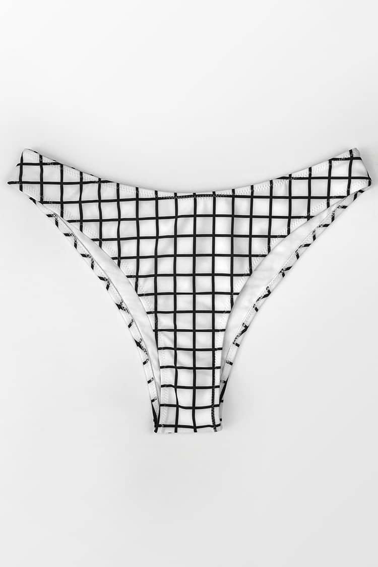 Black and White Patterned High Leg Bikini Bottom