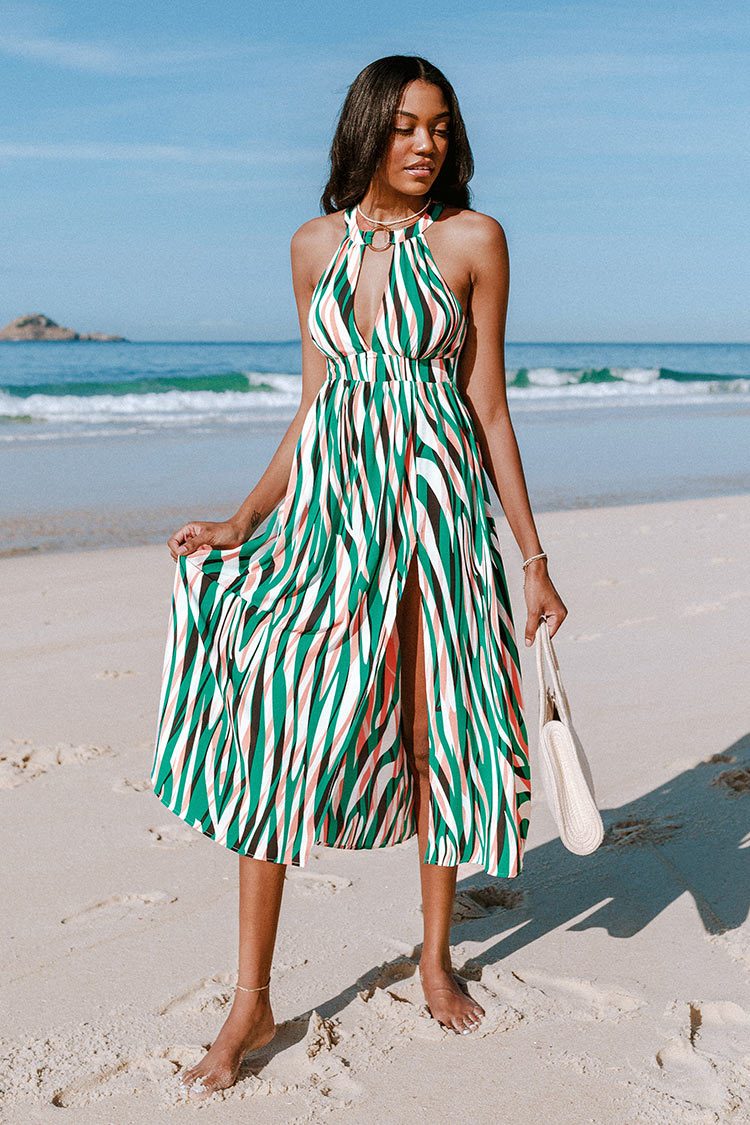 Zariyah Zebra Print O-Ring Ruching Cut Out Maxi Dress