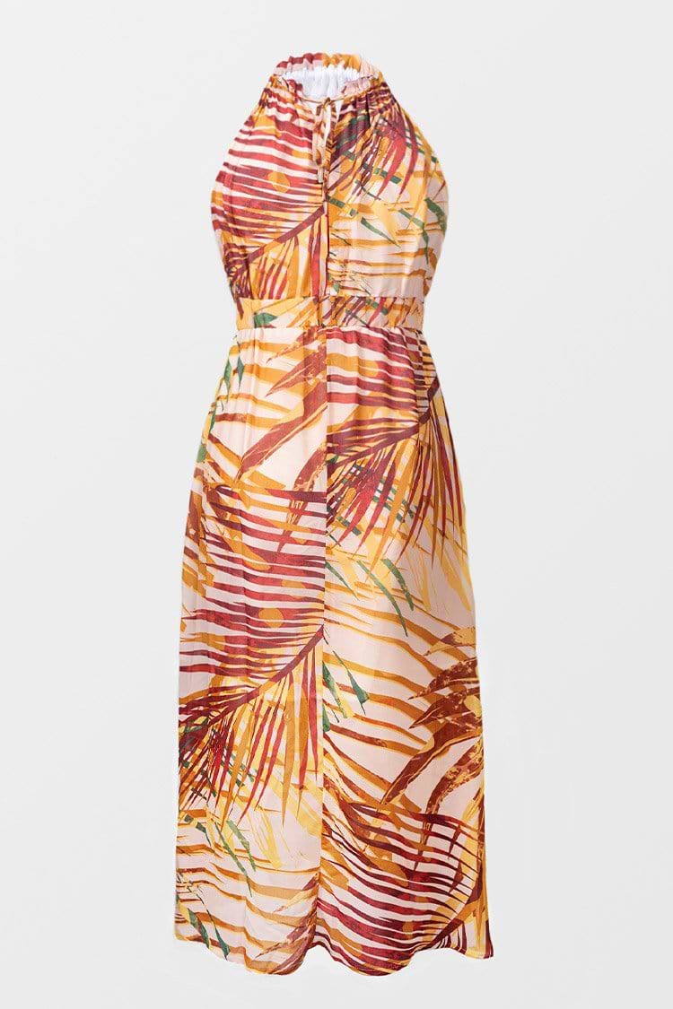 Annabella Yellow Tropical Plants Dress
