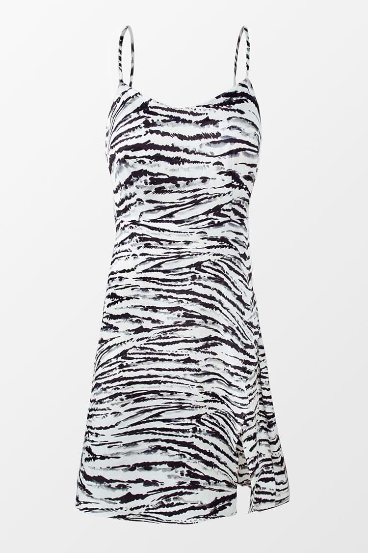 Rylie Zebra Print Lace Up Slip Dress