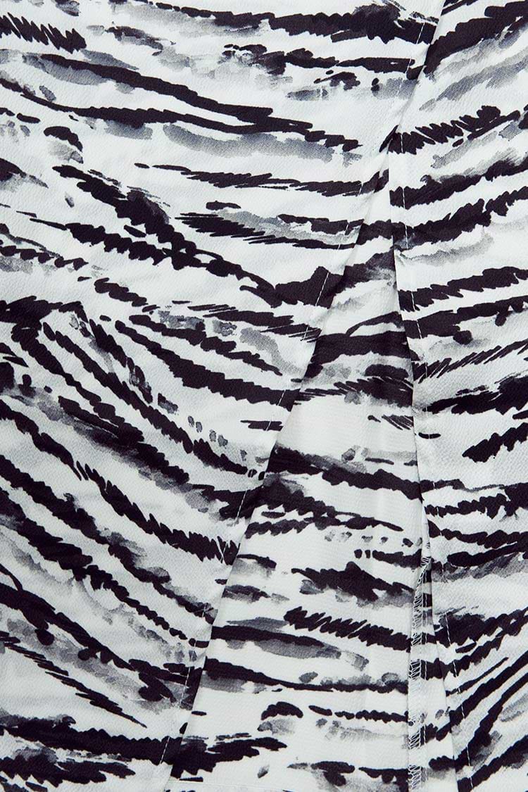 Rylie Zebra Print Lace Up Slip Dress