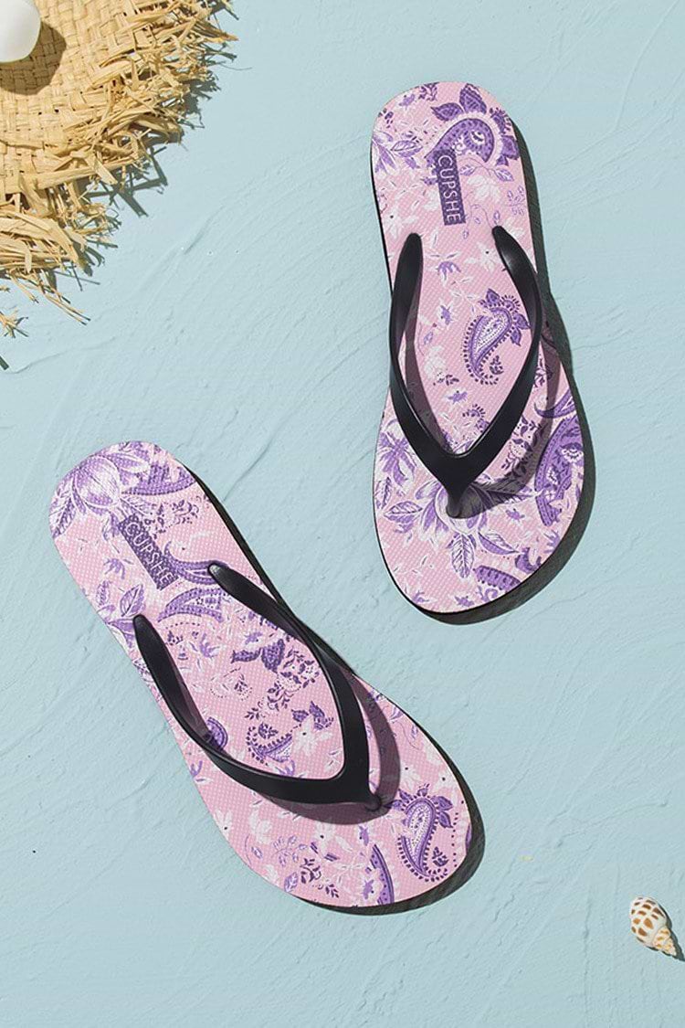 Motif Paisley Print Flip Flops