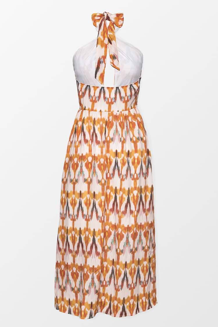 Kayleigh Geometric Print Cross Halter Dress