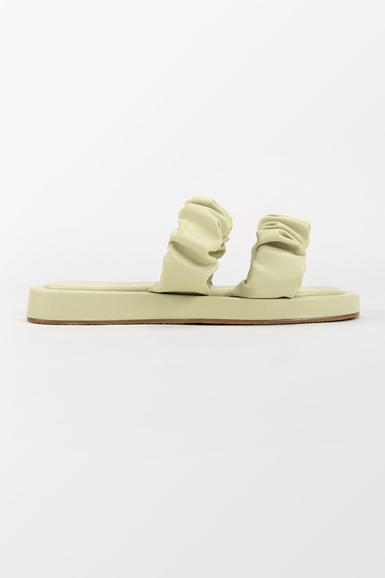 Daisy Jane Ruched Double Straps Slide Sandals
