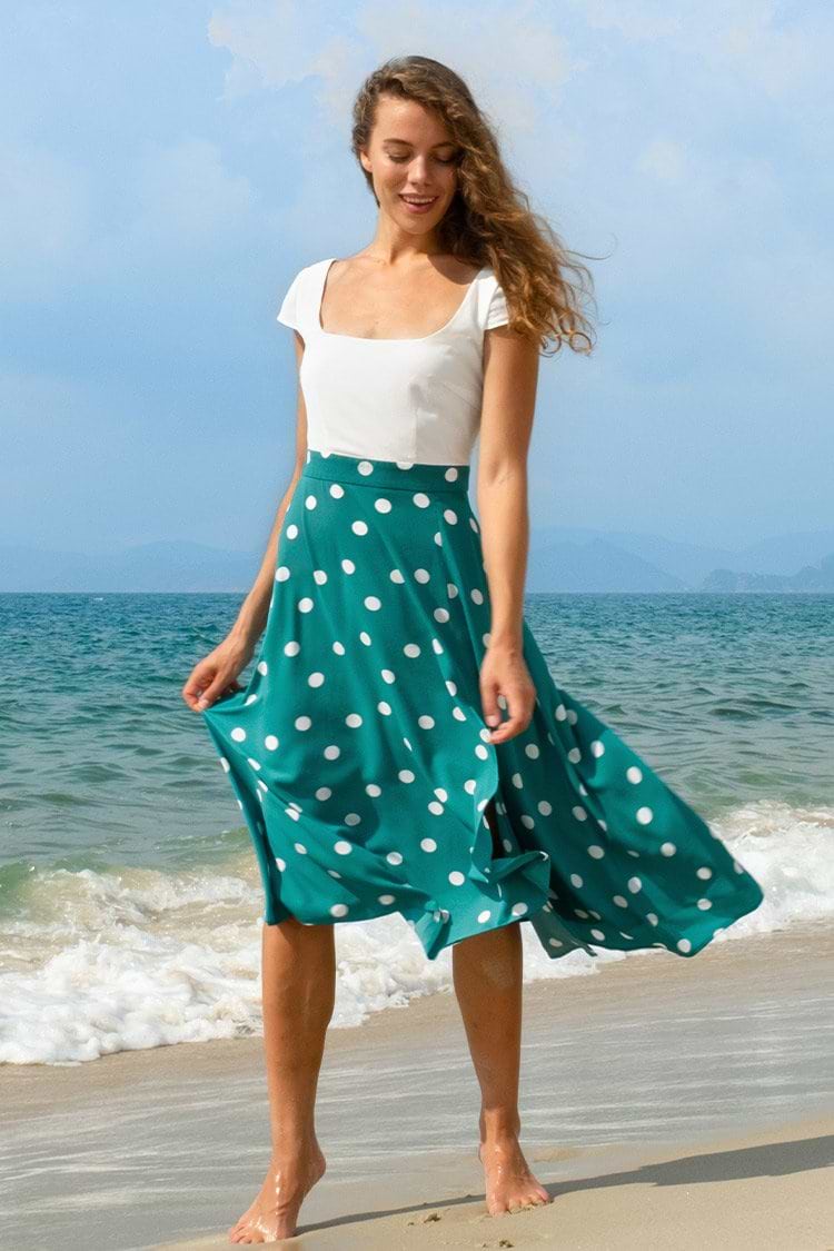 Taylor Contrast Polka Dot Dress