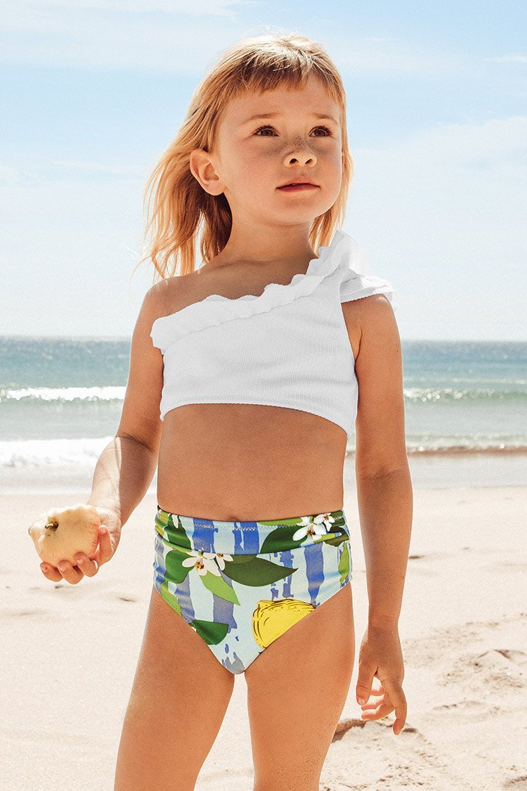 Keira One Shoulder Ruffle Bikini For Toddler Girls And Girls