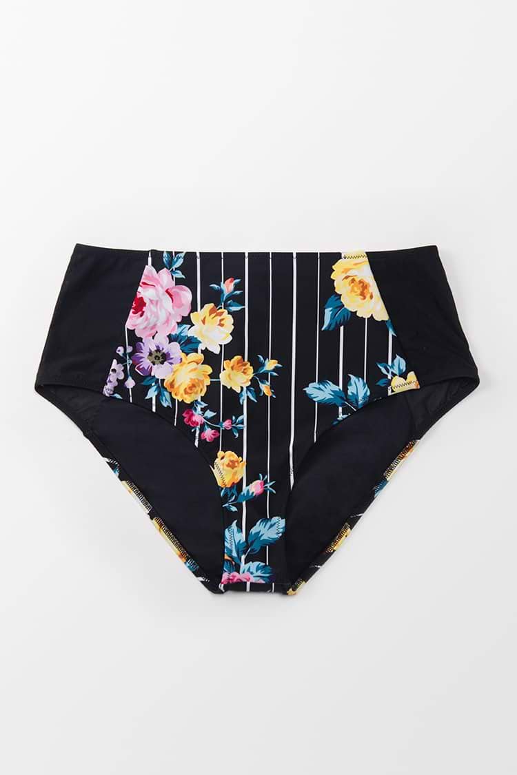 Catherine Floral High Waisted Plus Size Bikini Bottom