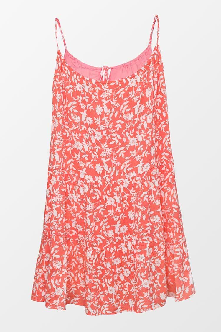 Robe à volants et fines bretelles avec imprimé floral