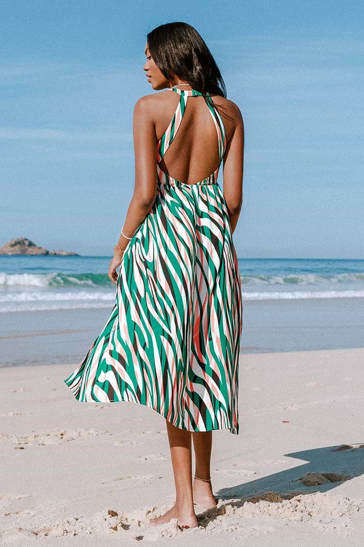Zariyah Zebra Print O-Ring Ruching Cut Out Maxi Dress