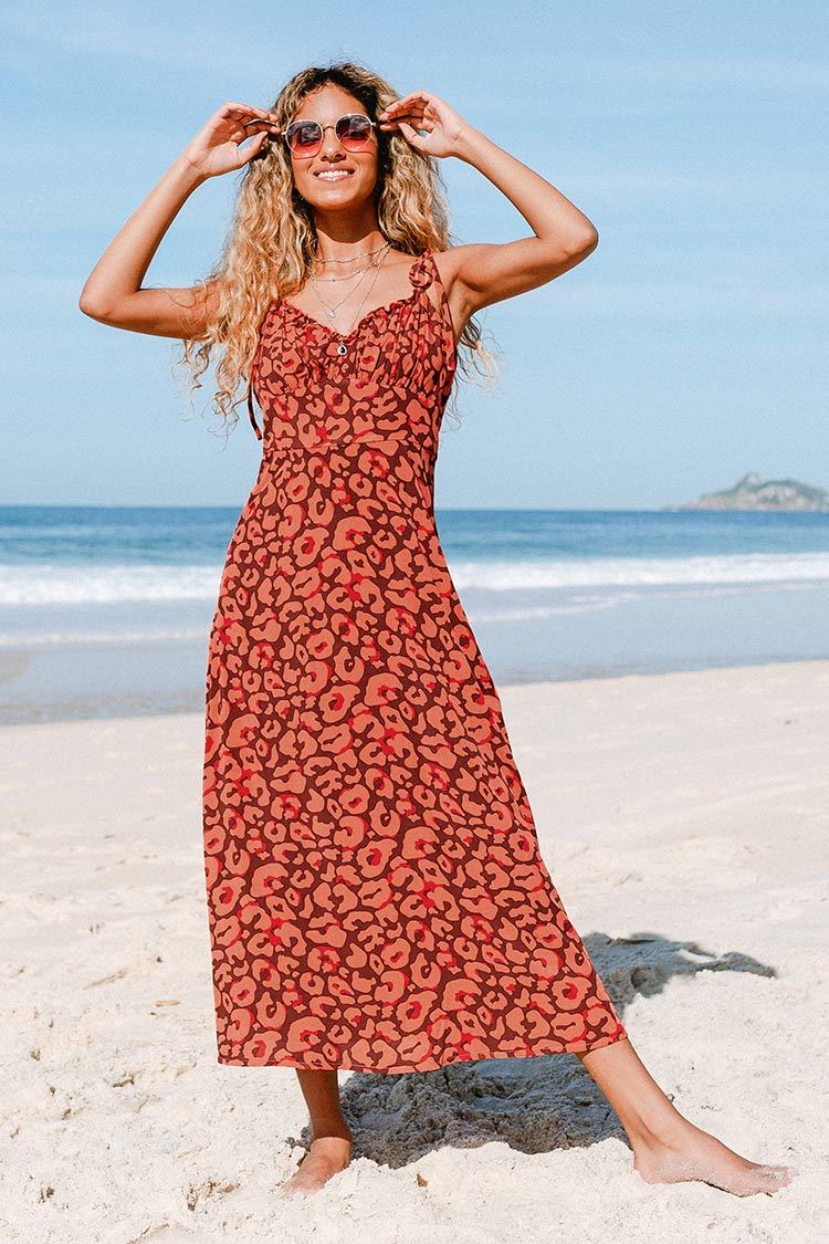 Hadleigh Leopard Tie Shoulder Slip Dress