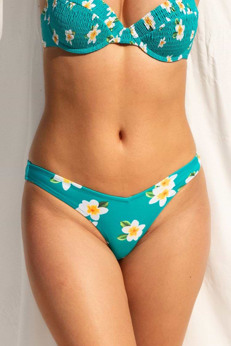 Miracle Aqua Floral Low Waisted Bikini Bottom