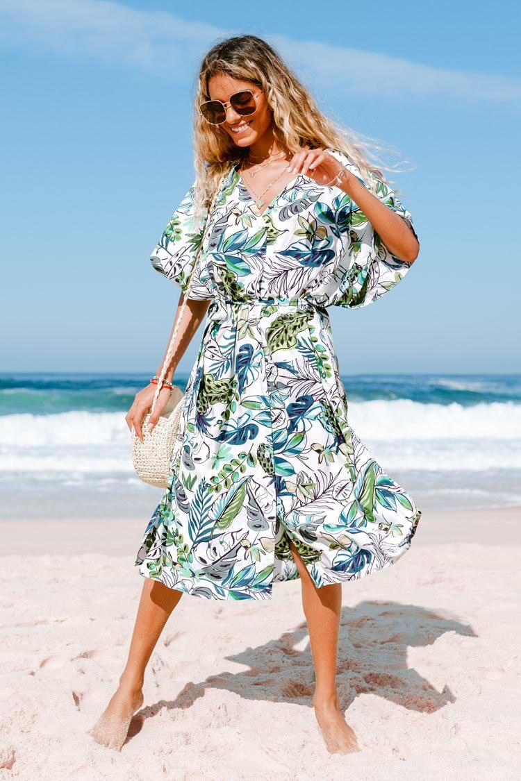 Lilliana Tropical Button Front Kimono