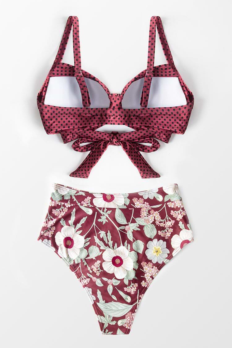 Polka Dot and Floral Twist Bikini